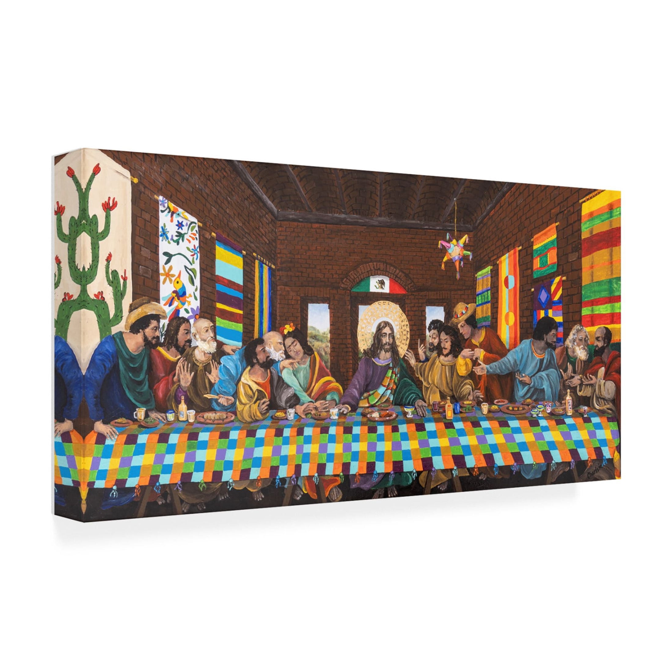 Canvas Wall Art - Charlsie Kelly 'La Ultima Cena en Mexico' Wall Art for Living Room, Bedroom, or Office Décor by Trademark Fine Art - 24 x 12 Inches