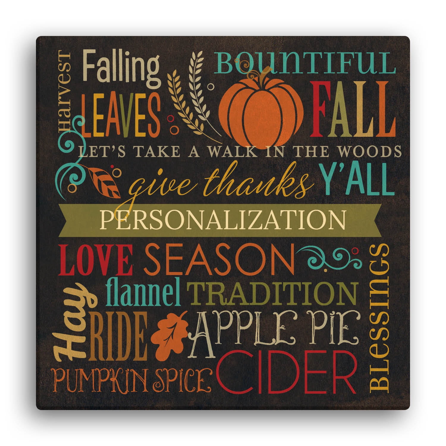 Personalized Fall Words Canvas Print
