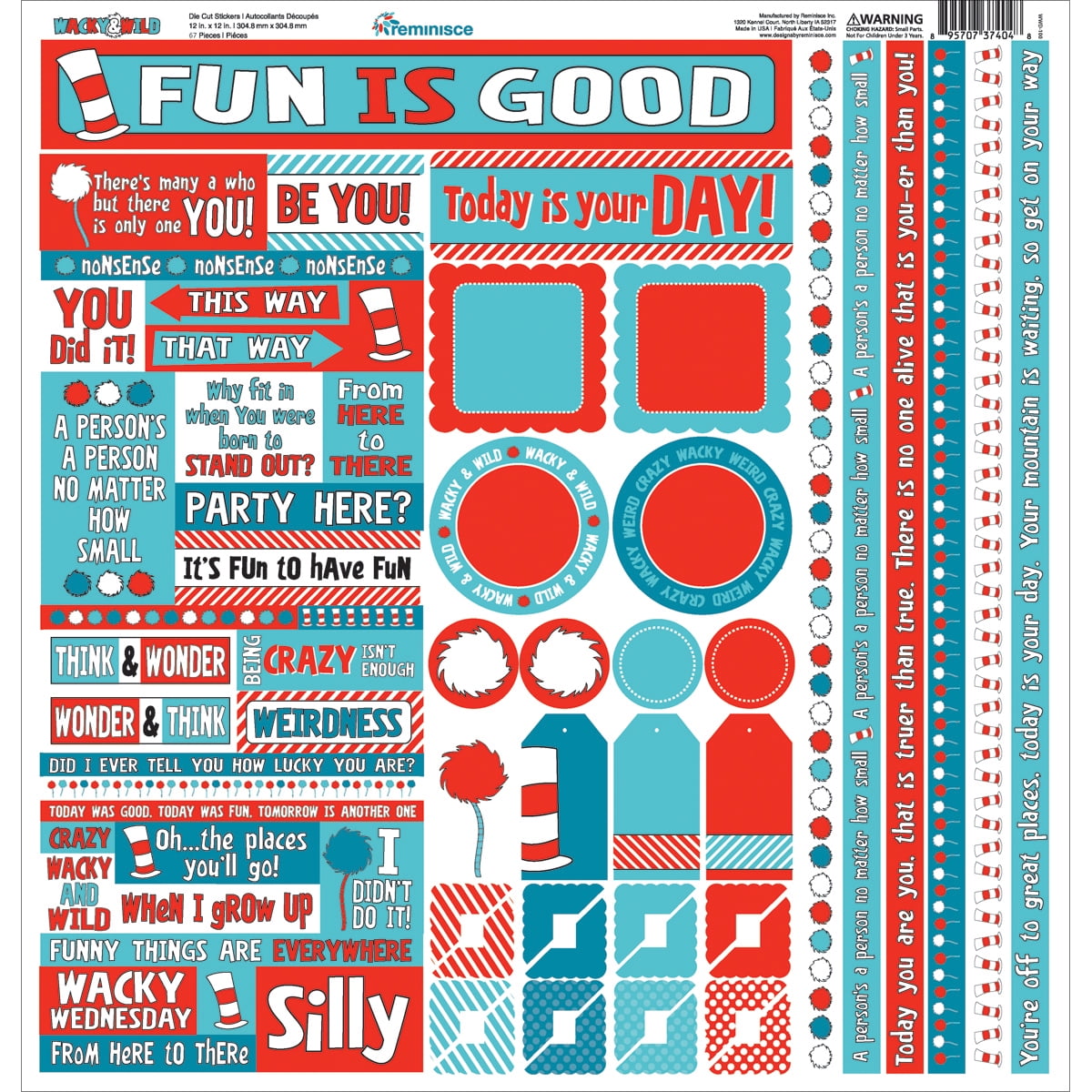 Wacky & Wild Multi Cardstock Stickers, 12" x 12"