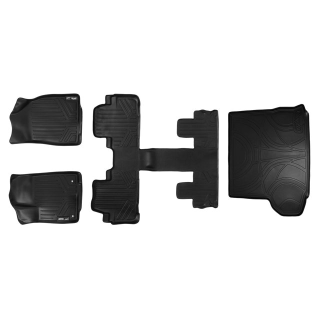 MAXLINER All Weather Custom Fit 2 Row & Cargo Liner Behind The 2nd Row Black Floor Mat Liner Set Compatible with 2014-2019 Toyota Highlander (Only fits with 2nd Row Bucket Seats)