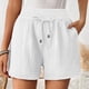 thumbnail image 2 of Pantalones de mujer con doble capa y pliegues en el bajo - Pantalones de cintura alta y pierna recta - Pantalones cortos deportivos holgados, 2 of 5
