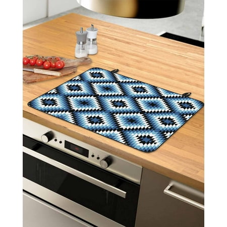 

Blue Southwest Aztec Stove Top Covers for Electric Stove Heat Insulation Fireproof Glass Cooktop Cover Counter Top Glass Stove Cover for Prevent Scratches 31 x24 Boho Village Morocco Abstract Art