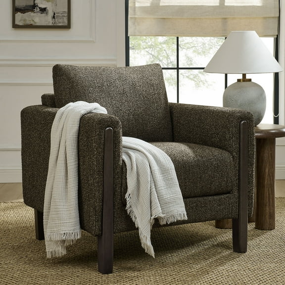 Modway Hawken Boucle Fabric Accent Armchair in Antique Espresso