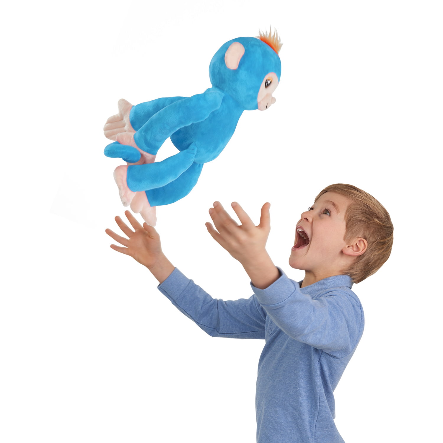 Interactive 40 Sounds Fingerlings Hugs Boris Blue Plush Baby Monkey WowWee for sale online 