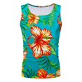 thumbnail image 4 of XIAONU Men Floral Print Tank Top Crew Neck Sleeveless Beach Shirt, 4 of 5