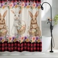 thumbnail image 2 of Easter Bunny Eggs Shower Curtain Set, Waterproof Shower Curtains for Bathroom, Spring Flowers Rabbits Retro Red Black Plaid Washable Fabric Bath Curtain for Bathtub Decoration with Hooks 72x78 Inches, 2 of 9
