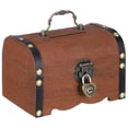 thumbnail image 1 of OUNONA Wooden Lock Box Coin Collection Storage Dark Brown 1Pcs, 1 of 6