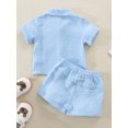 thumbnail image 4 of Kids Boys Shorts Set, Short Sleeve Button-down Shirt with Elastic Waist Shorts Summer Outfit 2-6 Years, 4 of 9