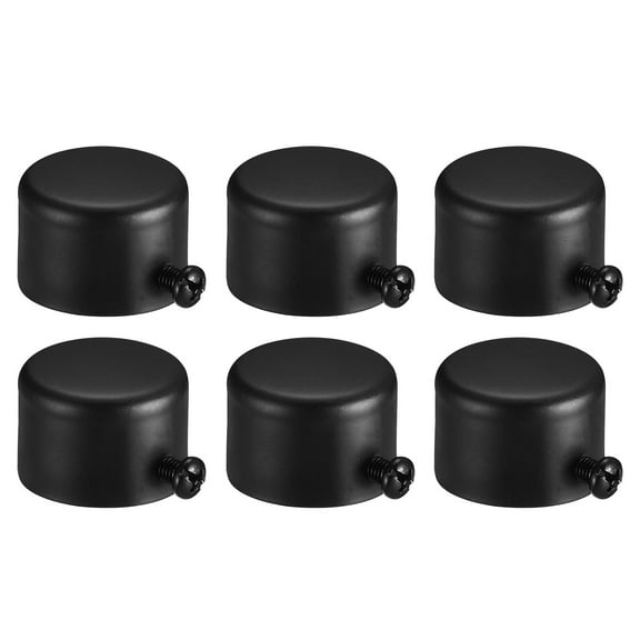 Uxcell 6Pack Iron Curtain Rod Ends Drapery Rail Pole Head Cap Fits Dia. 26-28mm (Black)