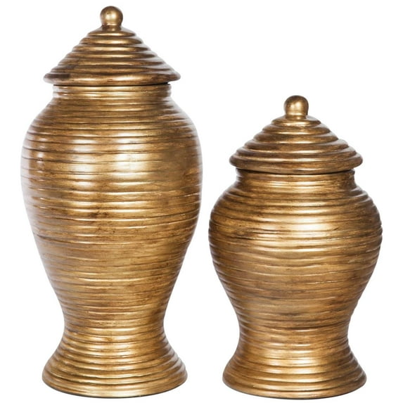 Tea Jar Service Items Vase Grooved Large Saffron