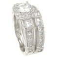 thumbnail image 3 of LaRaso & Co His Her Wedding Set TRIO Silver Titanium CZ Princess Cut Bridal Rings 6/10, 3 of 6