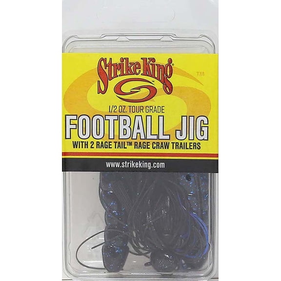 Strike King Touchdown Jig 1/2 oz Rage Craw Black Blue Bass Jig