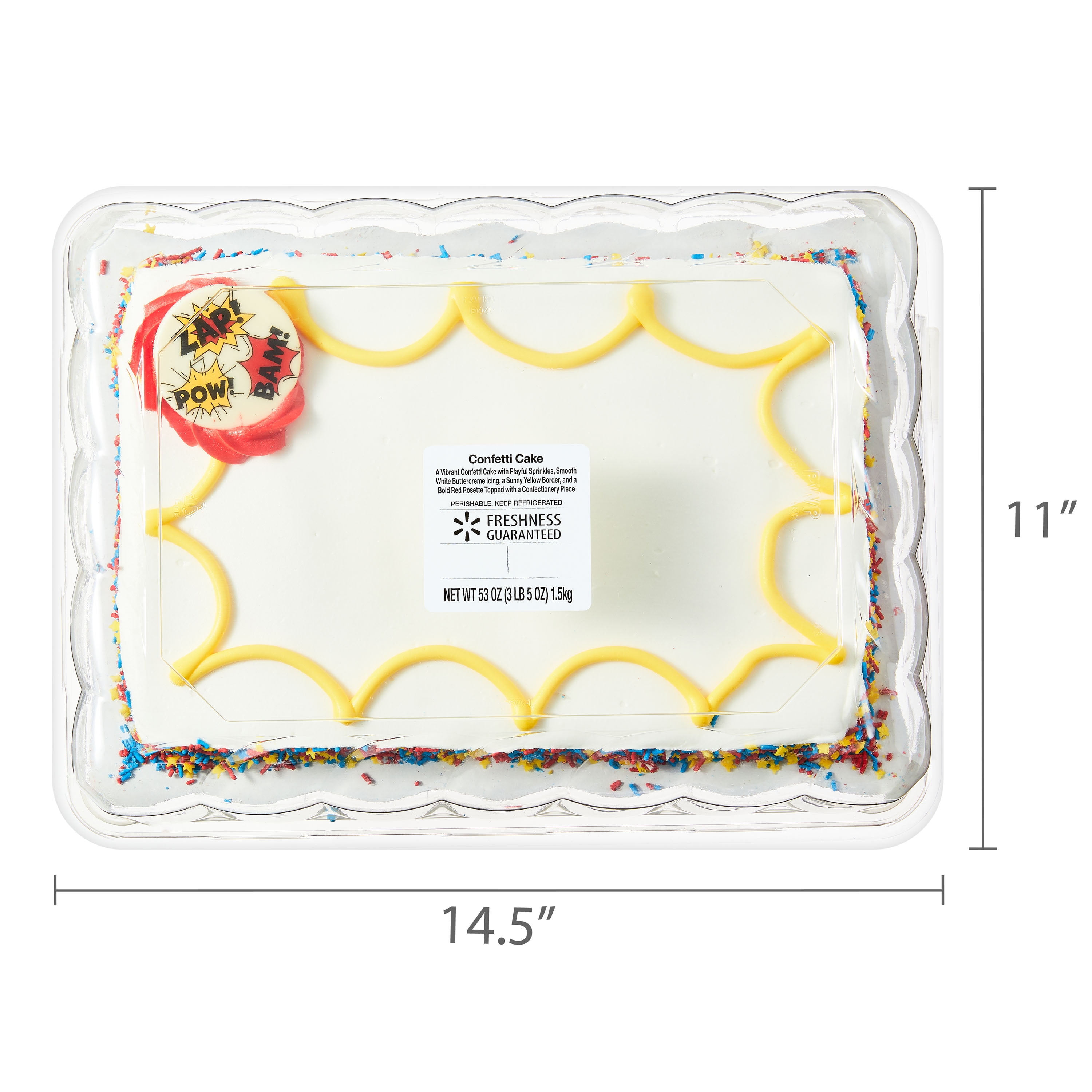 Freshness Guaranteed Superhero 1/4 Sheet Confetti Cake, 53 oz (Refrigerated)