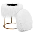 thumbnail image 3 of BirdRock Home Round White Faux Fur Foot Stool Storage Ottoman with Pale Gold Legs, 3 of 5