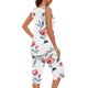 thumbnail image 5 of Conjunto de Ropa de Estar de Mujer Cuello Redondo Impresión Blusa sin Mangas Pantalones Cortos, Pantalones de Cintura Elástica para las Mujeres, 5 of 7