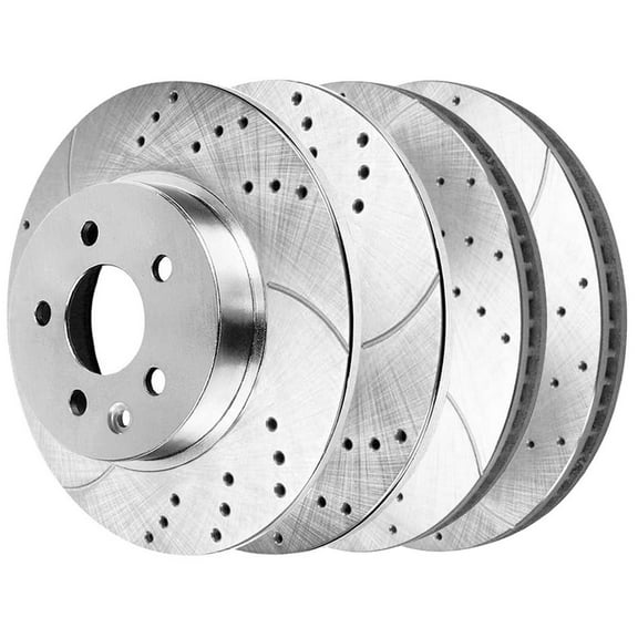 AutoShack Front & Rear Drilled & Slotted Brake Rotors | Replacement for 2007-2013 Nissan Altima 2.5L 3.5L V6 FWD | Zinc Coated | 4-PC Brake Kit | SilverShield Pro