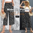 thumbnail image 3 of VDJ Womens Summer Wide Leg Capris Pants High Elastic Waist Loose Long Flowy Palazzo Work Pants Cropped Trouses with Pockets Size S, 3 of 8