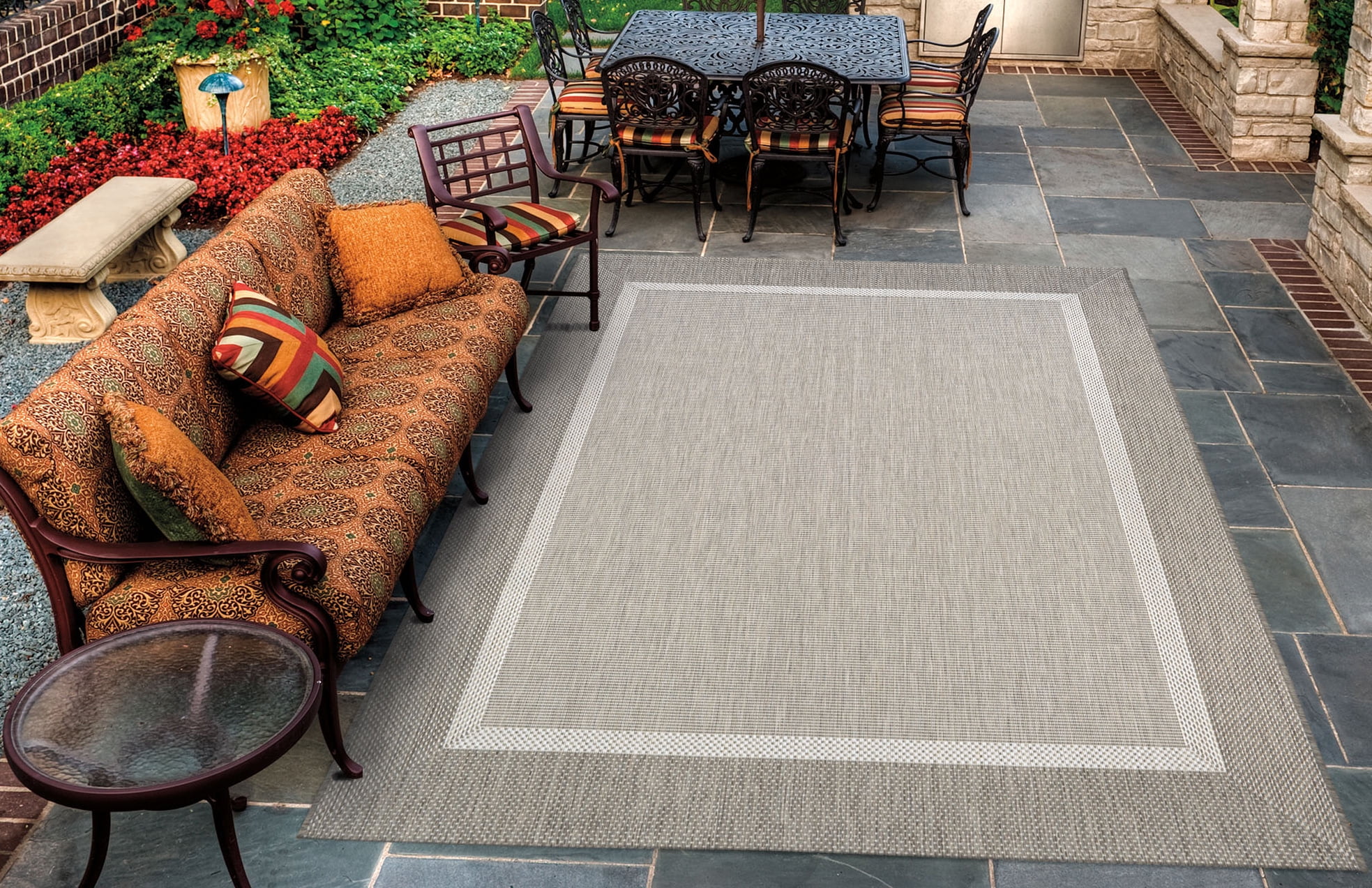 Couristan 8.50' x 8.50' Taupe Brown And Gray Square Flatwoven Area Throw Rug