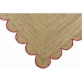 thumbnail image 4 of 2x7 Ft Red Border Premium Scalloped Jute Rug – Handcrafted Natural Braided Carpet for Living Room, Bedroom, Entryway – Boho Home Decor, 4 of 5