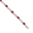thumbnail image 1 of Real 14kt White Gold Diamond and Ruby Chain Bracelet; 7.25 inch; Lobster Clasp; for Adults and Teens; for Women and Men, 1 of 2