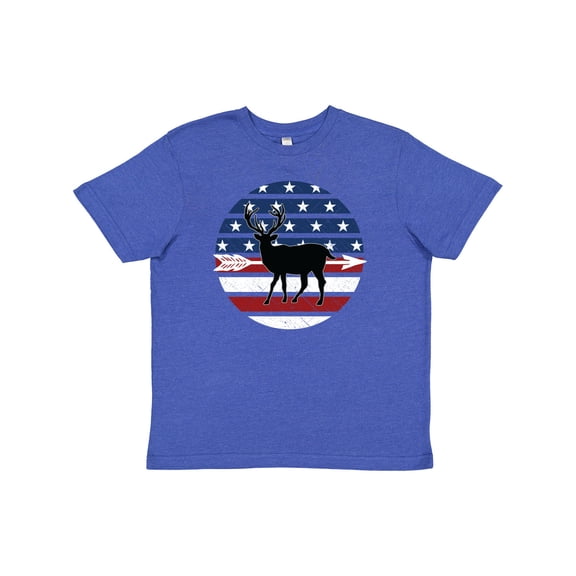 Inktastic Deer Bow Hunting USA Flag Youth T-Shirt