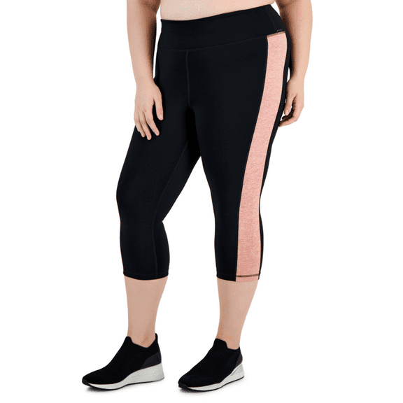Id Ideology Plus Size Colorblocked Capri Leggings, Black, 2X
