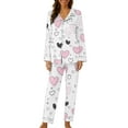 thumbnail image 4 of TaTaai Women's Valentine's Day Printed Lapel Loungewear Set, Long Sleeve Top and Pants Pajama Outfit, Casual Sleepwear Gift, 4 of 5