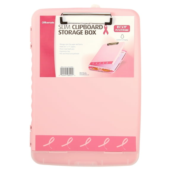 Officemate Breast Cancer Awareness BCA Slim Clipboard Storage Box (08925)