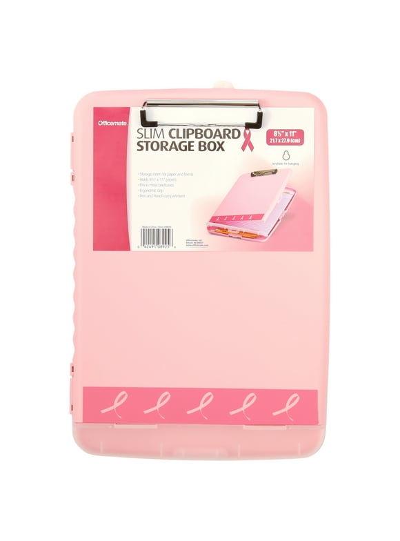 Officemate Breast Cancer Awareness BCA Slim Clipboard Storage Box (08925)