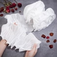 thumbnail image 3 of 3 Yards Retro Double Ruffle Dress Bag Decoration Fabric Craft Sewing White Pleated Chiffon Trim Tulle Fabric Applique Pleated Trim Ruffle Lace Border for Women Sewing Pocket Costume Craft, 3 of 9