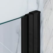 Sunny Shower Bifold Pivot Swing Frameless Shower Door in Black 34 in.W x 72 in.H