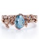 thumbnail image 1 of JeenMata Anillo de Novia con Diseño de Hojas de Aguamarina Azul Tallada en Forma de Huevo de 1,5 Quilates y Moissanita, con Filigrana Art Déco Chapado en Oro Rosa de 18 K sobre Plata, 1 of 6
