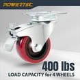 thumbnail image 3 of POWERTEC 2-inch Swivel PU Plate Casters, Red, 4PK, 17212, 3 of 7