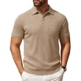 thumbnail image 3 of Corduroy Polo Shirts for Men Summer Casual Short Sleeve Collared Soft Plain Work Tshirts Golf Shirt, 3 of 9