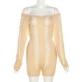 thumbnail image 4 of Monos De Punto Monos de ganchillo para mujer Ropa de fiesta nocturna con cuello oblicuo sin espalda (Beige L) Cgtredaw para Mujer Beige T L, 4 of 6