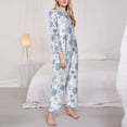 thumbnail image 3 of Balery Retro ice blue snowflakes Conjunto de Pijama con Estampado para Mujer, Conjunto de Dos Piezas con Manga Larga, Ropa de Dormir Suave con Bolsillos, Pijamas Cómodos-X-Large, 3 of 7