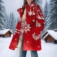 thumbnail image 2 of Lovzfmll Veste de Noël pour Femmes, Décontractée Chaude Imprimée Col Boutonné Manches Longues Rouge, 2TG, 2 of 7