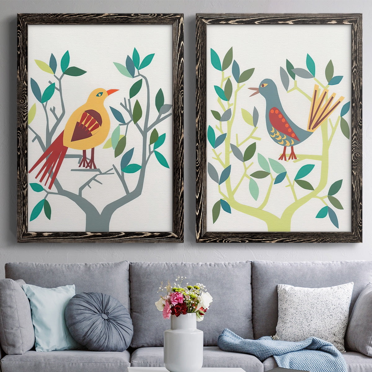 Whitty Bird III - Premium Framed Canvas 2 Piece Set - Ready to Hang