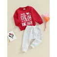 thumbnail image 3 of vera natura Baby Boy Valentine's Day Outfits Letter Print Long Sleeve Sweatshirt and Elastic Pants Clothes, 3 of 9