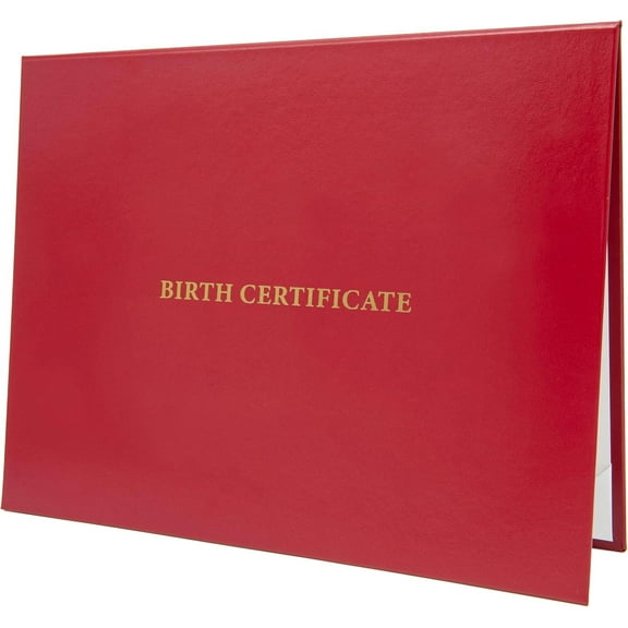 HONOR U Leather Document Cover, Metallic Foil Birth Certificate Print, Personalizable, Red, 1-Pack, 8.5x11 Inch