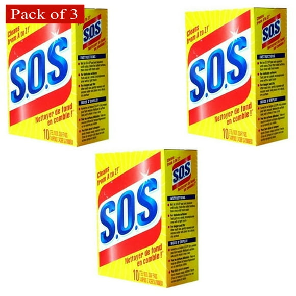 SOS Tampons de Laine d'Acier (10 Tampons dans 1 Paquet) (Lot de 3)