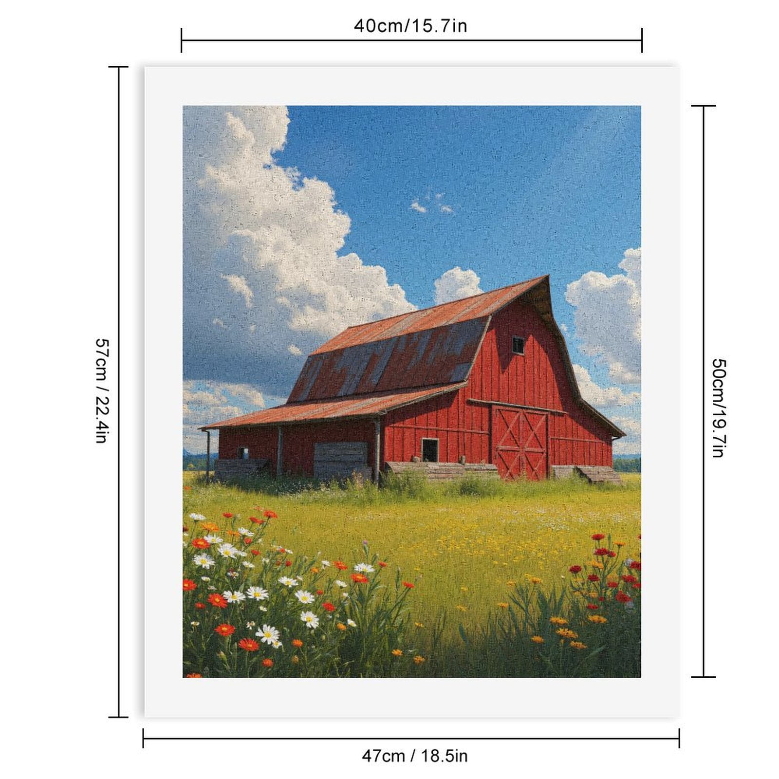 Paint by Numbers Kit for Adults, Red Barn Wildflowers Blue Sky Paint by Numbers, Easy Paint by Numbers Kit for Adults Beginner, DIY Adult Paint by Number Kits on Canvas, 12x16in Home Decor