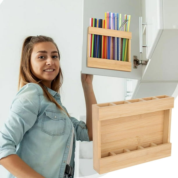 Estante de almacenamiento de paja de bambú, artículos esenciales para dormitorios, organizador de paja de madera, organizador de paja colgante, compartimento de madera, estante de mostrador de cocina,