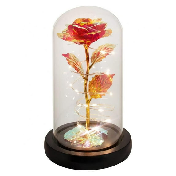 Xinhuaya Forever Rose Flower in Glass Dome with Colorful LED Light Artificial Flower Rose Romantic Gifts for Anniversary,Birthday,