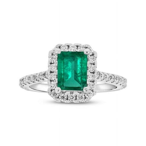 Louis Creations RL2217ED-8 2.0 CTW Emerald & Diamond Ring, 14K White Gold - Size 8