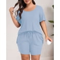 thumbnail image 4 of Daystry Womens Plus Size Pajama Sets 2 Piece Summer Short Sleeve Tops Shorts with Pockets for Lounge Sleepwear L-4XL, 4 of 9