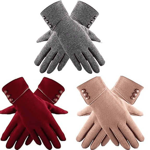 3 Pairs Winter Gloves Women Touch Screen Windproof Gloves Warm Fleece Lined for Cold Weather