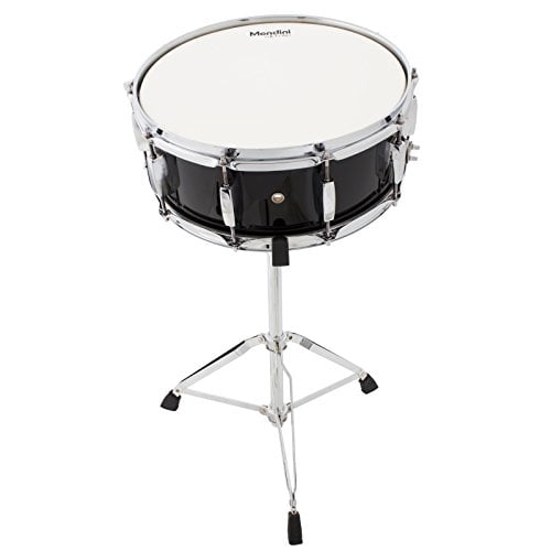 Mendini by Cecilio Student Snare Drum Set with Gig Bag, Sticks, Stand and Practice Pad Kit, Black