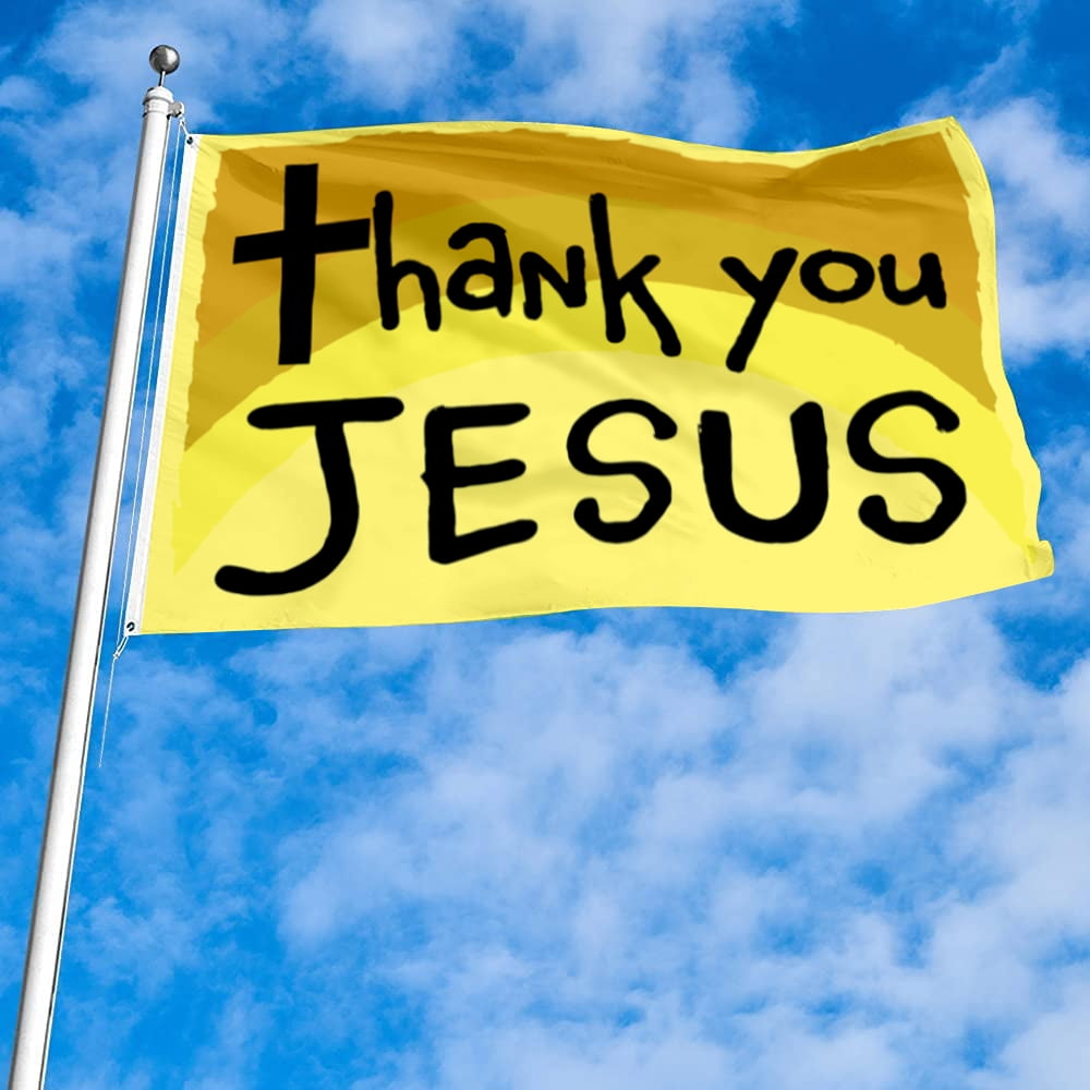 Dutern Double Sided Thank You Jesus Flag Banner 3 Ply with Brass Grommets 3x5 Feet