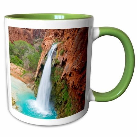 3dRose Havasu Waterfall, Havasupai Reservation, Arizona, USA - US03 CHA0077 - Chuck Haney - Two Tone Green Mug,